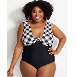 Raisins Curve Gaia Plaid Swimsuit 18W